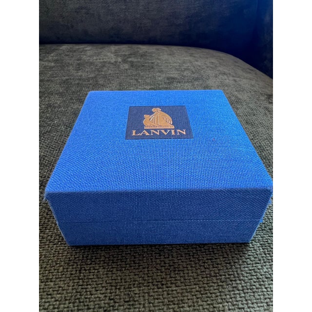 "LANVIN" Vintage Cufflinks Labradorite Stone Gold Plate, Original Case, Circa 80 For Sale - Image 10 of 18