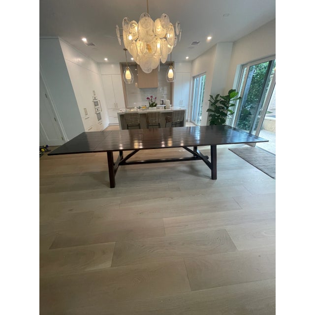 Brown Bausman Trapezoid Trestle Dining Table in Solid Alderwood 136” With Extensions For Sale - Image 8 of 11