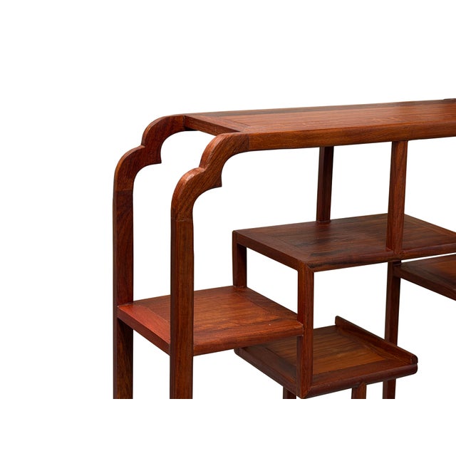 Chinese Brown Rectangular Table Top Layers Curio Display Stand For Sale In San Francisco - Image 6 of 8