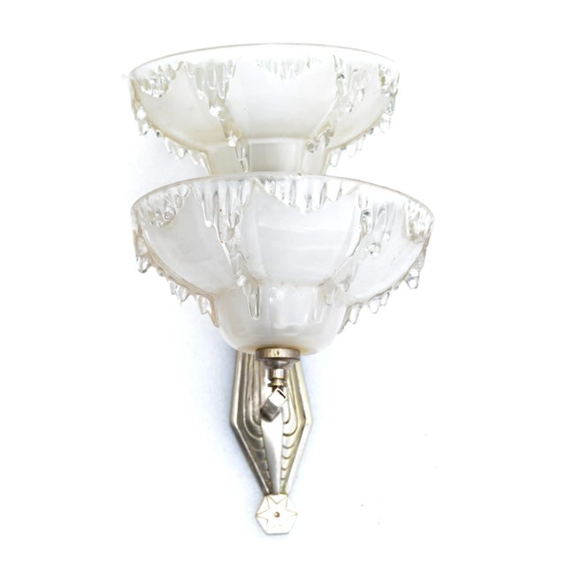 1970s Barovier Blown Murano Glass & Steel Wall Sconces Italy Mid-Century Modern, Pair For Sale - Image 5 of 13