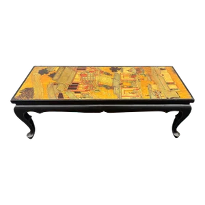 Vintage Chinese Black and Coromandel Lacquer Chinoiserie Coffee Table