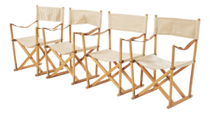 Vintage Safari Folding Chairs by Mogens Koch for Rud Rasmussen, 1960s, Set of 4