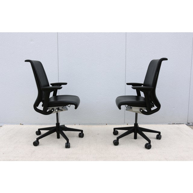 Steelcase Think Ergonomic Executive Desk Chair in Black Leather, Fully Adjustable For Sale - Image 13 of 18