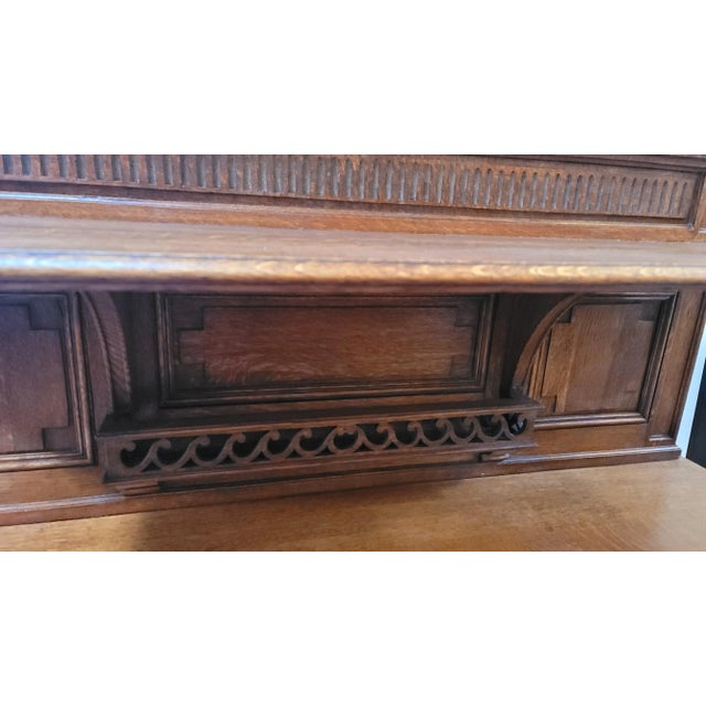 Rustic European Antique 1880s French Henri II Style Sideboard Server Oak For Sale - Image 3 of 17