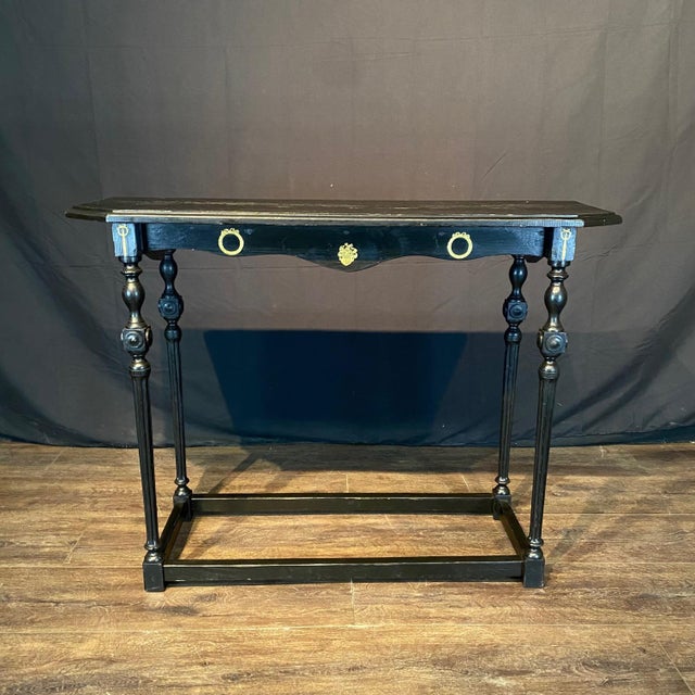 Wood Ebonized Wood Spanish Sofa Table or Console With Turned Legs For Sale - Image 7 of 12