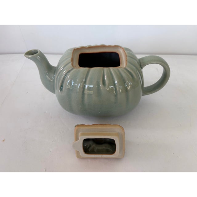 Ceramic Vintage Takahashi San Francisco Celadon Green Crackle Glaze Teapot, Japan For Sale - Image 7 of 9