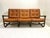 1970s Mid-Century Modern Rattan and Cognac Leather Sofa, Italy, 1970s For Sale - Image 5 of 6