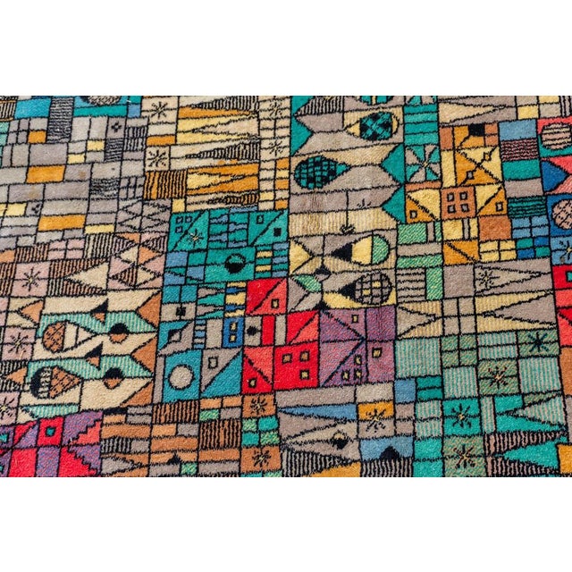 German Pop Art Blue and Green Wool Rug from Vorwerk, 1960s For Sale - Image 6 of 13
