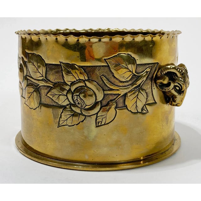 Antique Brass Trench Art Vessel Bowl For Sale - Image 4 of 9