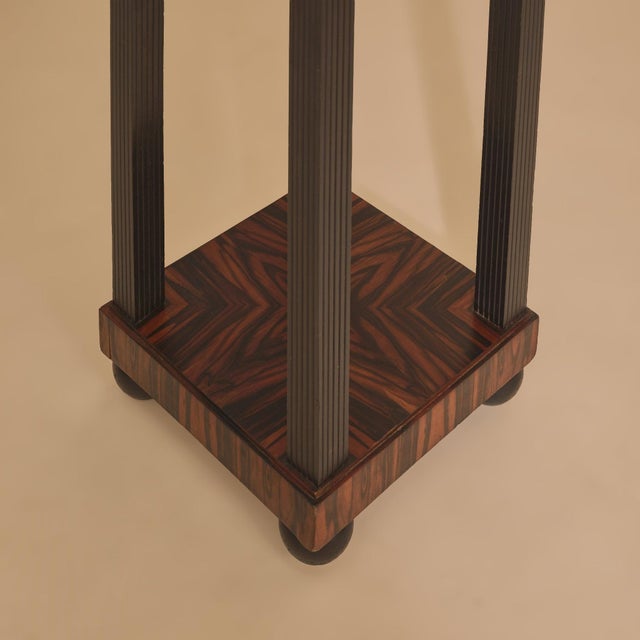 French Art Deco Rosewood Pedestal with Marble Top, 1940s For Sale - Image 4 of 11