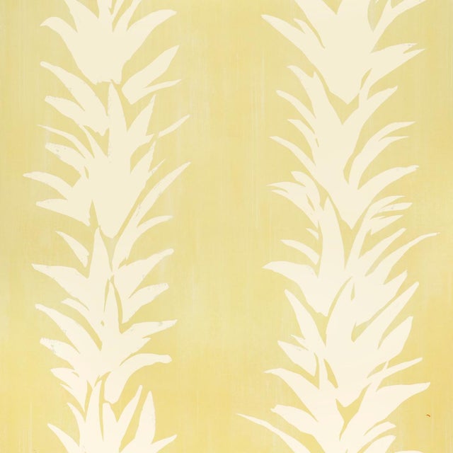 Schumacher White Lotus Wallcovering In Light Yellow For Sale In New York - Image 6 of 6