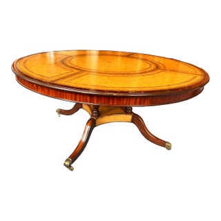 Maitland-Smith Furniture￼ Georgian Style Round Dining Table With Tooled Leather Top For Sale