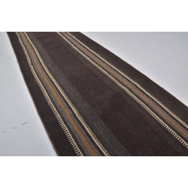Turkish Handwoven Vintage Stripe Kilim Rug For Sale - Image 3 of 10
