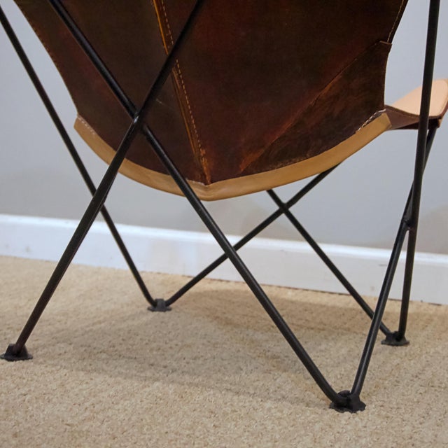 Vintage Mid Century Leather Butterfly Child Chairs - A Pair For Sale - Image 4 of 7