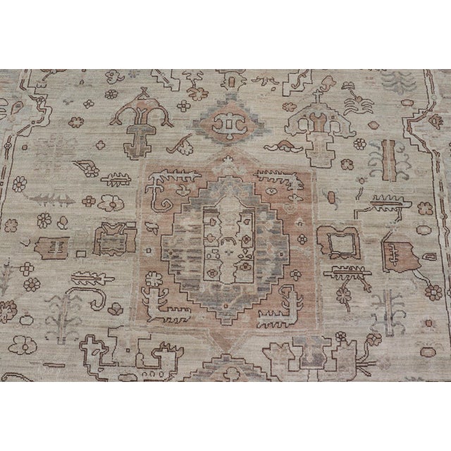 Finely Made Tabriz Design Rug in a Soft Taupe Field and Accents in Brown 8'9 X 11'7 For Sale - Image 9 of 11