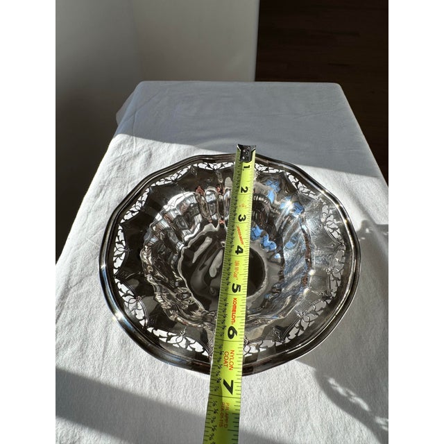 Metal Antique Sterling Silver Bowl With Pierced Rim and Floral Scrollwork For Sale - Image 7 of 7
