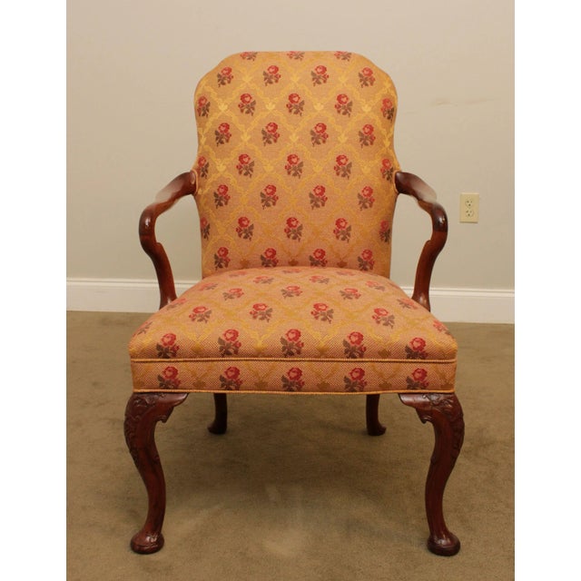 Traditional Queen Anne Style Custom Vintage Walnut Armchair For Sale - Image 3 of 13