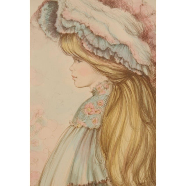 Traditional Mary Vickers Handcolored Lithograph, 'Golden Tresses' For Sale - Image 3 of 12
