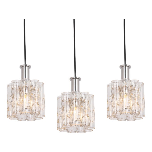 Petite Murano Tubes 1 of 5 Pendant Lights by Doria, 1970s For Sale