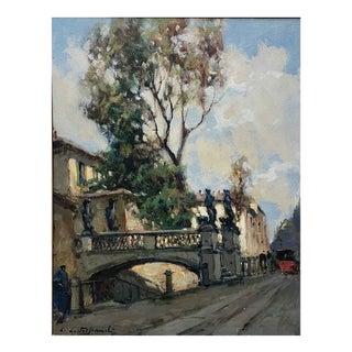 Cirano Castelfranchi, View of the Naviglio in via San Damiano, 1951, Oil on Panel For Sale