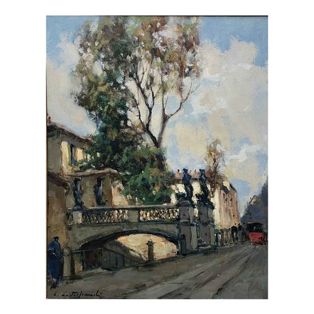 Cirano Castelfranchi, View of the Naviglio in via San Damiano, 1951, Oil on Panel For Sale