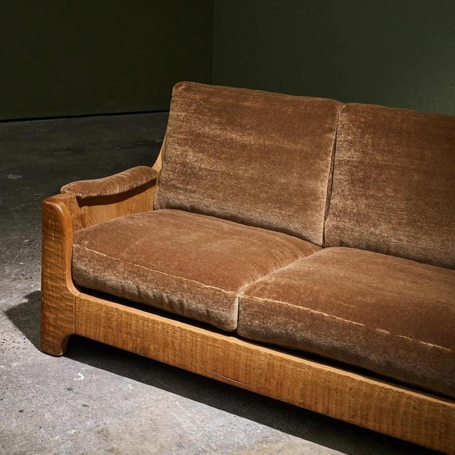Vintage Three-Seater Sofa in Mohair and Oak, Belgium, 1940s For Sale - Image 13 of 16