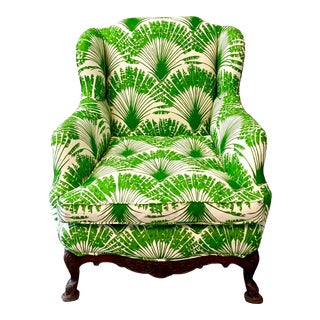Vintage Fern Print Club Chair For Sale