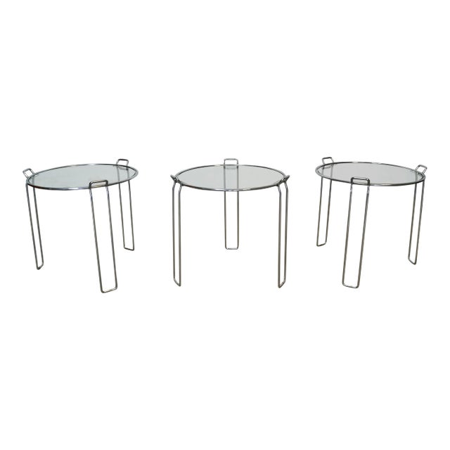 1970’s Saporiti Italian Chrome Nesting Drink Tables - Set of Three For Sale