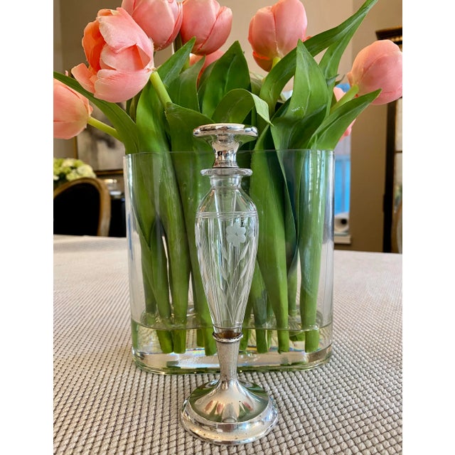 Antique Gorham Sterling Silver and Cut Glass Perfume Bottle With Stopper For Sale In Chicago - Image 6 of 11