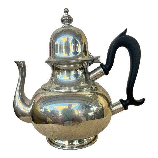 1980's Polished Pewter Tea Pot by Kirk Stieff For Sale