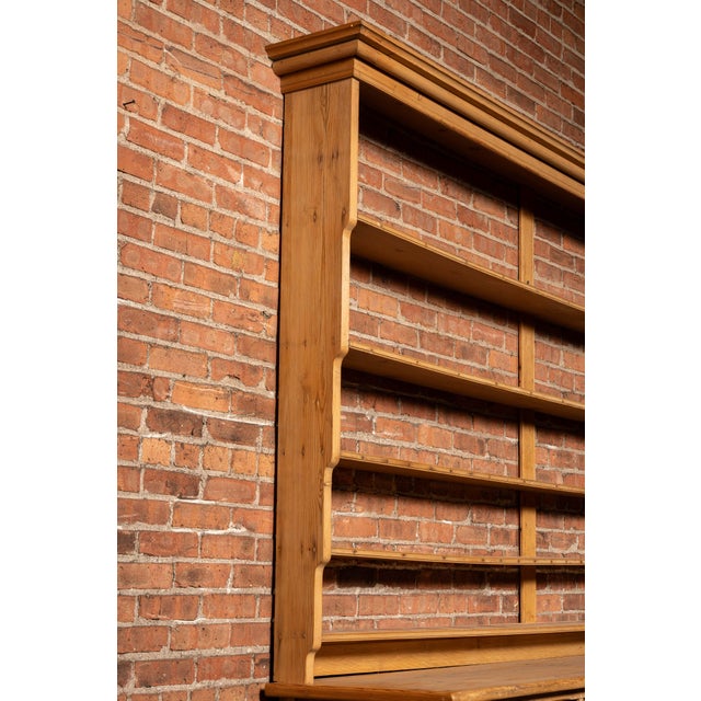 Wood 19th Century English Pine Farmhouse Dresser With Open Plate Rack For Sale - Image 7 of 16