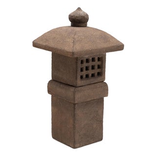 Chinese Square Limestone Garden Lantern For Sale