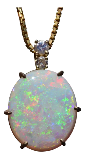 The Sydney: 11 Carat Australian Opal Pendant in 14 Karat Yellow Gold Set with Diamonds