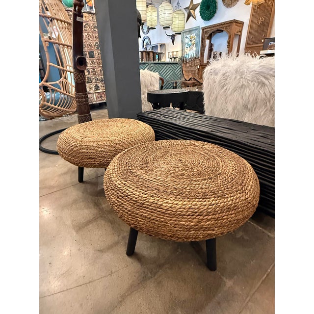 Vintage Banana Leaf Donut Ottoman For Sale - Image 9 of 9