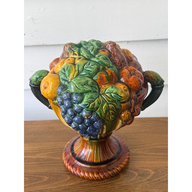 Mid-Century Modern Vintage Majolica Style Fruit Bowl For Sale - Image 3 of 3