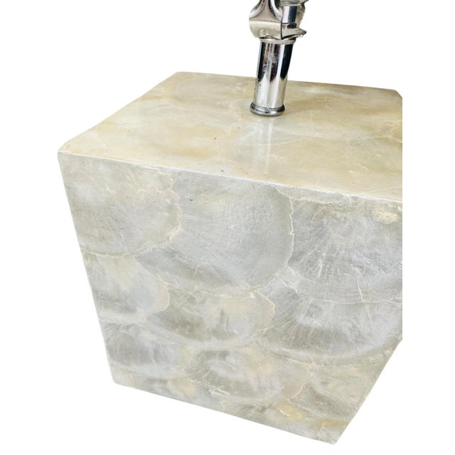 Shell Vintage West Elm Capiz Shell Table Lamps a Pair | Early 2000s Coastal Lighting | Luminous For Sale - Image 7 of 13