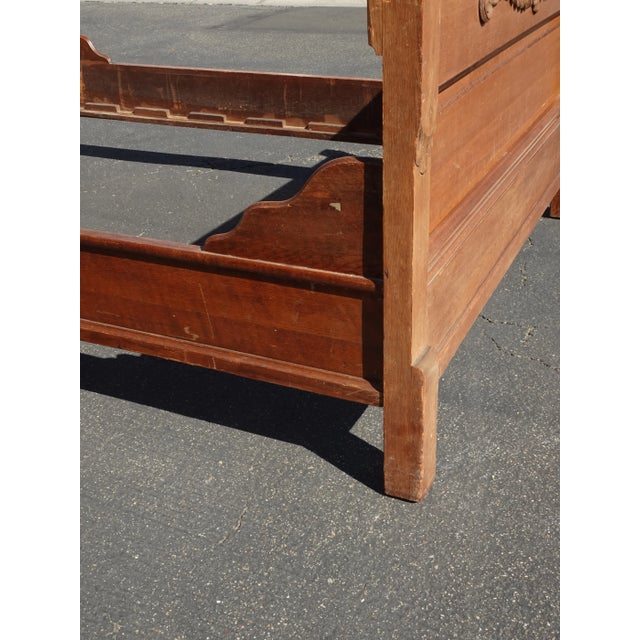 1930's Vintage French Country Oak Wood Full Bed Frame For Sale - Image 9 of 11