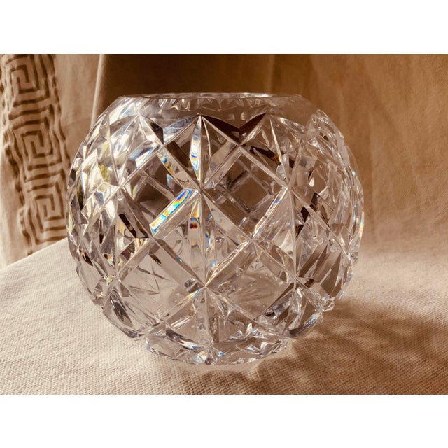 Antique French Cut Crystal Rose Bowl, Diamond Pattern, 7" For Sale - Image 11 of 11