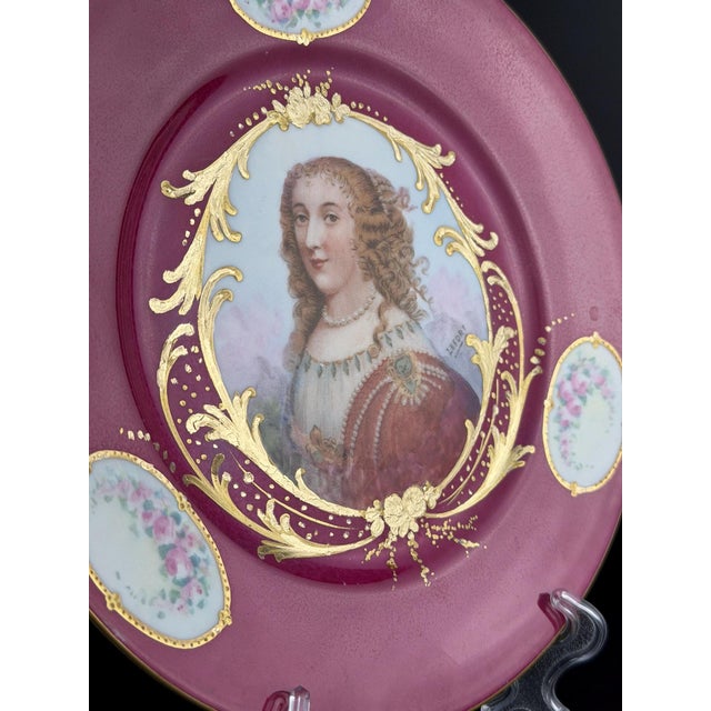 Antique Limoges Portrait Plate from Lefort & Co, 1890s For Sale - Image 4 of 10