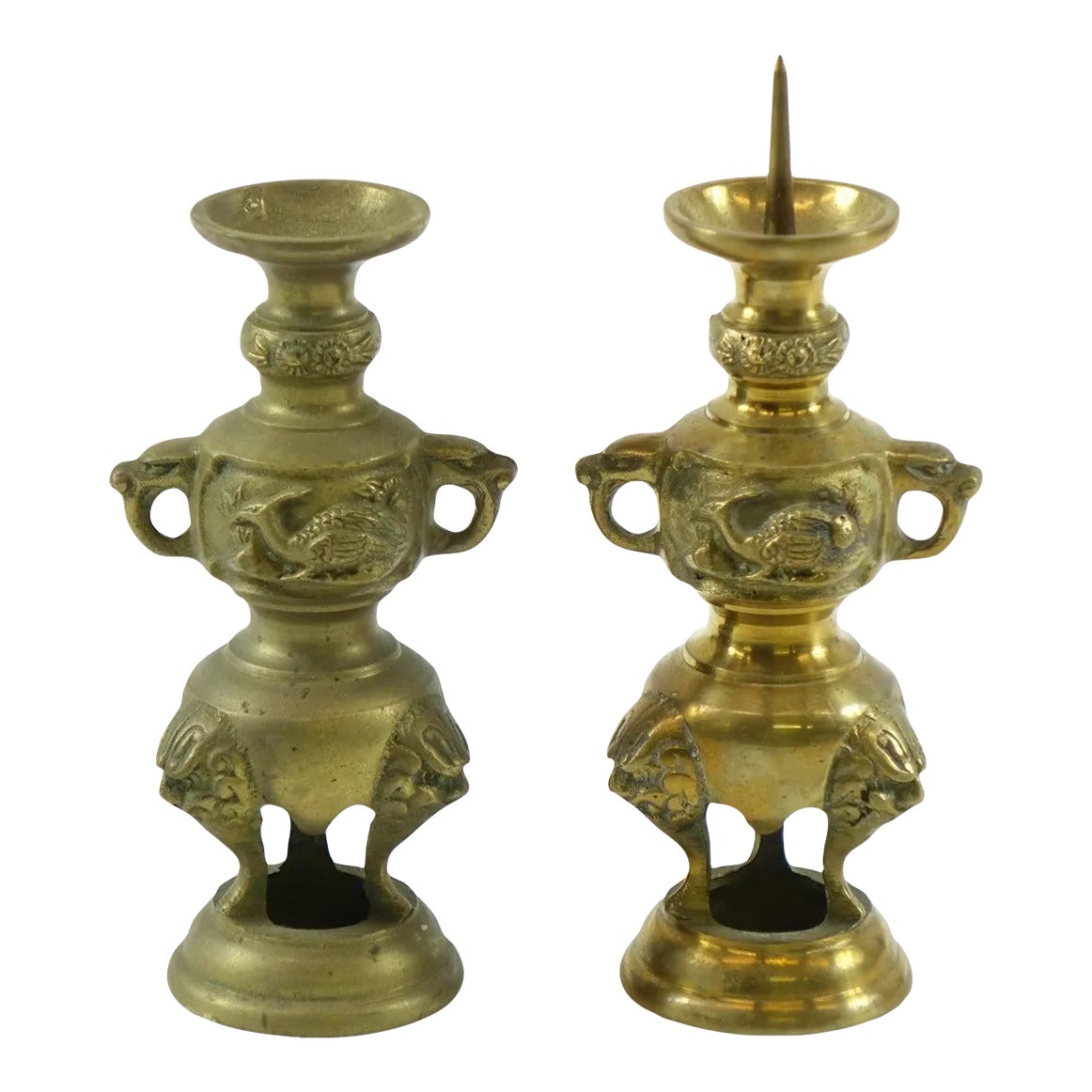 1960s Chinese Brass Candle Holders a Pair Chairish