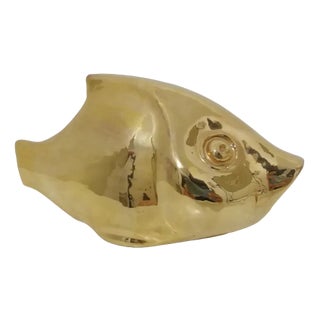 Golden Ceramic Fish by Alvino Bagni, Italy, 1960s For Sale