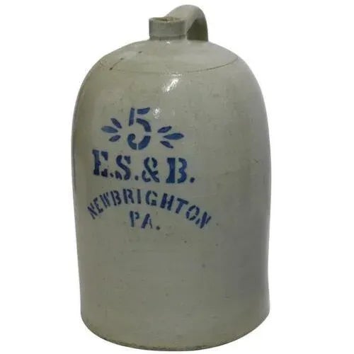 Ceramic Large 18âˆšÂ© H. Early American #5 Pennsylvania Salt Glaze Jug Pottery For Sale - Image 7 of 7