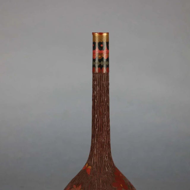 Chinese Antique Chinese Floral Cloisonné Enameled Bud Vase For Sale - Image 3 of 11