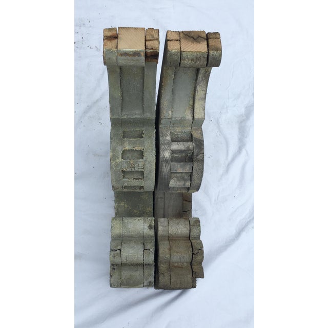 Early 20th Century Weathered Wooden Corbels - A Pair For Sale - Image 5 of 6