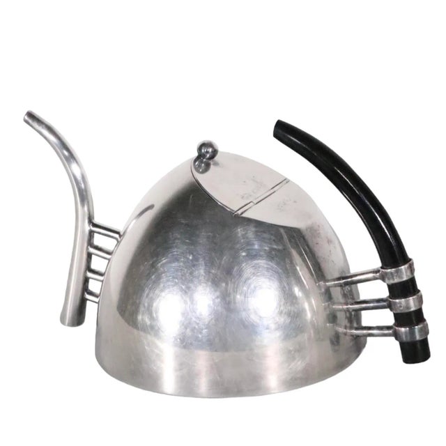 2 Pc. Postmodern Silver-Plate Coffee Tea Pot Set Made in Italy by Sabittini C 1980's For Sale - Image 10 of 13