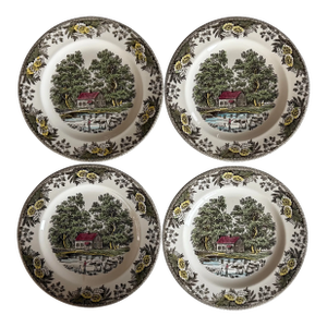 Set of 4 Vintage Fair Oaks Dinner Plates by Royal China