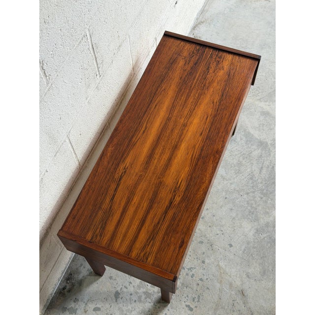 Wood Rosewood One Drawer Entry Table With Etched Panel Risskov Møbelkunst Denmark 1960s For Sale - Image 7 of 10