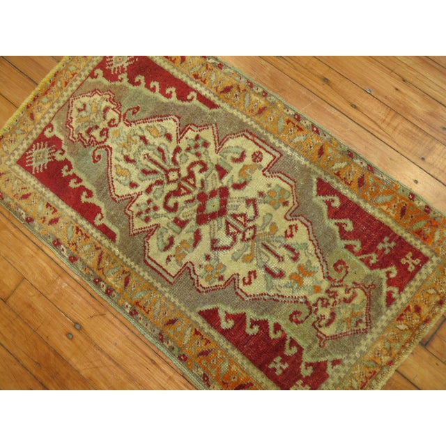 Art Deco Antique Turkish Sivas Superfine Carpet Mat For Sale - Image 3 of 4