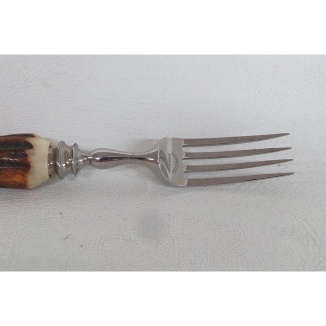 Brown Mid 20th Century Leppington Cutlers LTD Fork With Curved Antler Stag Handle For Sale - Image 8 of 10