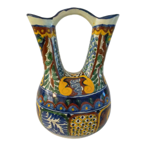 Vintage Large Mexican Talavera Pottery Wedding Vase